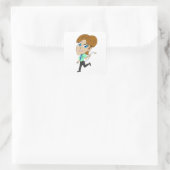 Chibi-Mädchen mit Schwanz Quadratischer Aufkleber (Tasche)