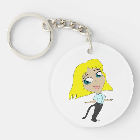 Chibi-Mädchen mit Schwanz Schlüsselanhänger (Vorderseite)