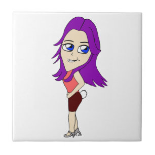Chibi-Mädchen mit sonnigen Schwänzen Fliese