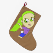 Chibi-Mädchen mit sonnigen Schwänzen Großer Weihnachtsstrumpf (Vorderansicht (hängend))