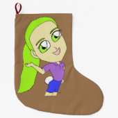 Chibi-Mädchen mit sonnigen Schwänzen Großer Weihnachtsstrumpf (Vorderseite)