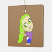 Chibi-Mädchen mit sonnigen Schwänzen Keramikornament (Links)