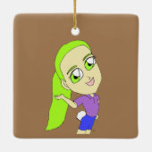 Chibi-Mädchen mit sonnigen Schwänzen Keramikornament (Rückseite)
