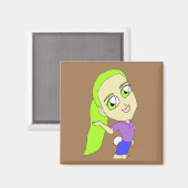 Chibi-Mädchen mit sonnigen Schwänzen Magnet (Vorderseite/Rückseite)