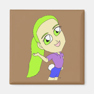 Chibi-Mädchen mit sonnigen Schwänzen Magnet