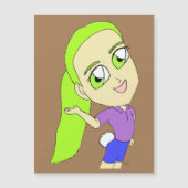 Chibi-Mädchen mit sonnigen Schwänzen Magnetkarte (Vorderseite)