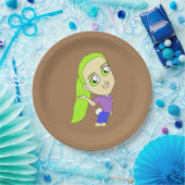Chibi-Mädchen mit sonnigen Schwänzen Pappteller (Party)