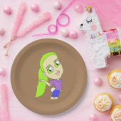 Chibi-Mädchen mit sonnigen Schwänzen Pappteller (Party)