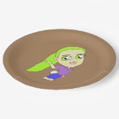 Chibi-Mädchen mit sonnigen Schwänzen Pappteller (Schrägansicht)