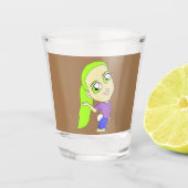 Chibi-Mädchen mit sonnigen Schwänzen Schnapsglas (Vorderseite)