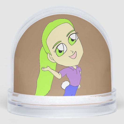 Chibi-Mädchen mit sonnigen Schwänzen Schneekugeln (Vorderseite)