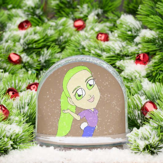 Chibi-Mädchen mit sonnigen Schwänzen Schneekugeln (Weihnachten)