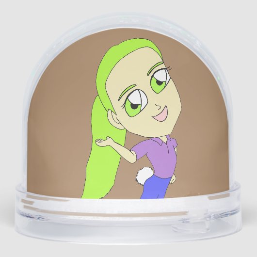 Chibi-Mädchen mit sonnigen Schwänzen Schneekugeln (Rückseite)