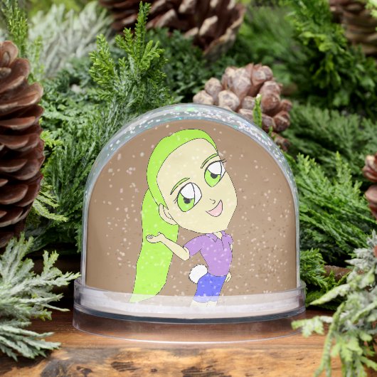 Chibi-Mädchen mit sonnigen Schwänzen Schneekugeln (Winter)