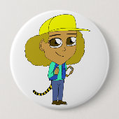 Chibi-Mädchen mit Tiger-Schwanz Button (Vorderseite)