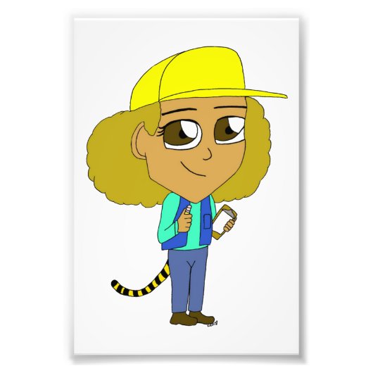 Chibi-Mädchen mit Tiger-Schwanz Fotodruck (Vorne)