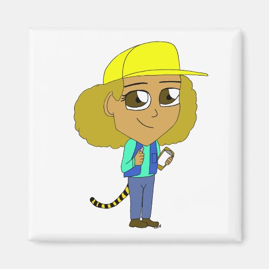 Chibi-Mädchen mit Tiger-Schwanz Magnet (Vorne)