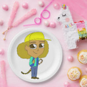 Chibi-Mädchen mit Tiger-Schwanz Pappteller (Party)