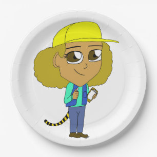 Chibi-Mädchen mit Tiger-Schwanz Pappteller