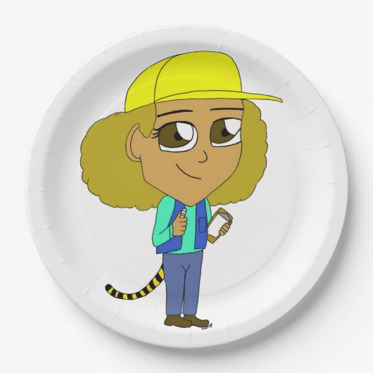 Chibi-Mädchen mit Tiger-Schwanz Pappteller (Vorderseite)