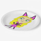 Chibi-Mädchen Pappteller (Schrägansicht)