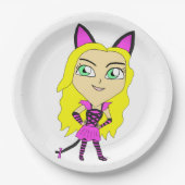 Chibi-Mädchen Pappteller (Vorderseite)