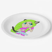 Chibi-Mädchen Pappteller (Schrägansicht)