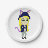 Chibi-Mädchen Pappteller (Vorderseite)
