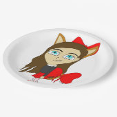 Chibi-Mädchen Pappteller (Schrägansicht)
