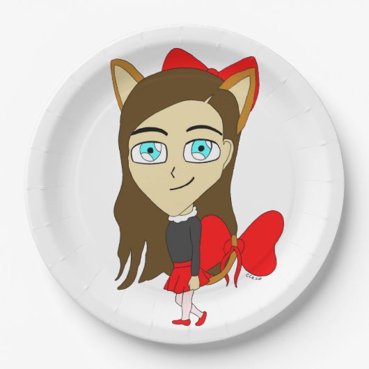 Chibi-Mädchen Pappteller (Vorderseite)