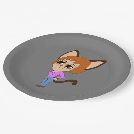Chibi-Mädchen Pappteller (Schrägansicht)