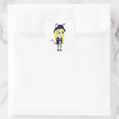 Chibi-Mädchen Quadratischer Aufkleber (Tasche)