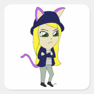 Chibi-Mädchen Quadratischer Aufkleber