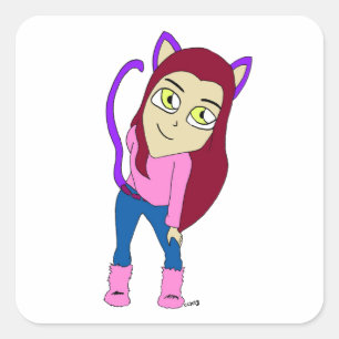 Chibi-Mädchen Quadratischer Aufkleber