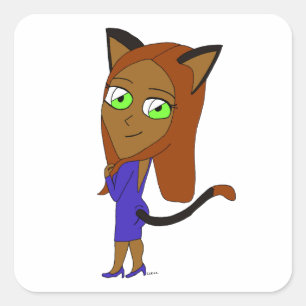 Chibi-Mädchen Quadratischer Aufkleber