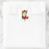 Chibi-Mädchen Quadratischer Aufkleber (Tasche)