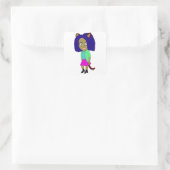 Chibi-Mädchen Quadratischer Aufkleber (Tasche)