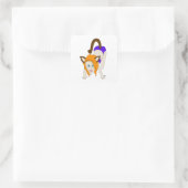 Chibi-Mädchen Quadratischer Aufkleber (Tasche)