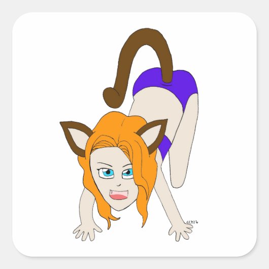 Chibi-Mädchen Quadratischer Aufkleber (Vorderseite)