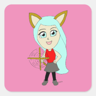Chibi-Mädchen Quadratischer Aufkleber