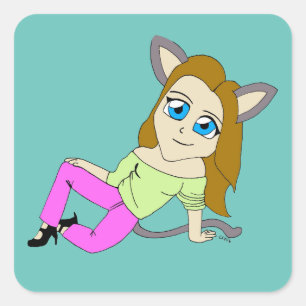 Chibi-Mädchen Quadratischer Aufkleber