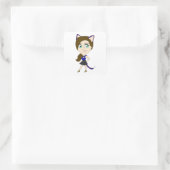 Chibi-Mädchen Quadratischer Aufkleber (Tasche)