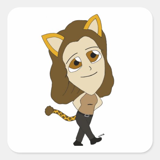 Chibi-Mädchen Quadratischer Aufkleber (Vorderseite)