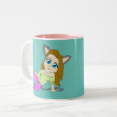 Chibi-Mädchen Zweifarbige Tasse (Vorderseite Links)