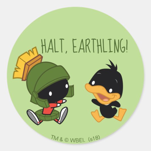 Chibi MARVIN THE MARTIAN™ & DAFFY DUCK™ Runder Aufkleber (Vorderseite)