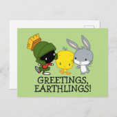 Chibi MARVIN THE MARTIAN™, TWEETY™ & BUGS BUNNY™ Postkarte (Vorne/Hinten)