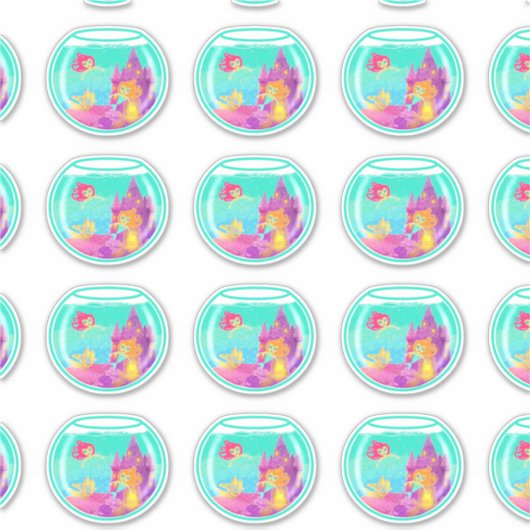 Chibi Mermaids (Blatt) Konturaufkleber Aufkleber (Vorderseite)