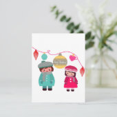 Chibi Merry Weihnachtskarte Feiertagskarte (Stehend Vorderseite)