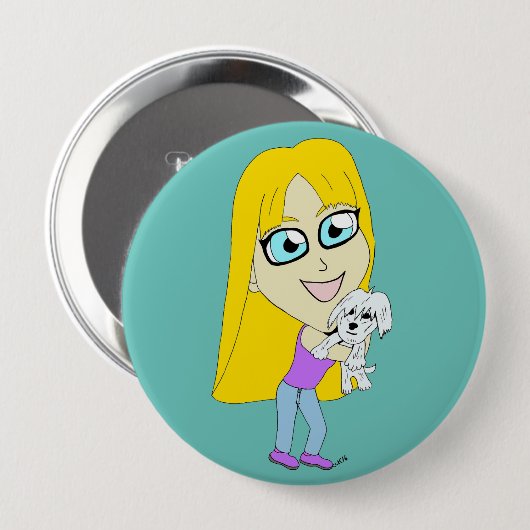 Chibi mit einem Jungtier Button (Vorne & Hinten)
