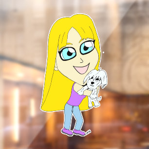 Chibi mit einem Jungtier Fensteraufkleber